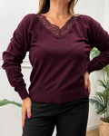 Maglione Perla in Viscosa con Pizzo